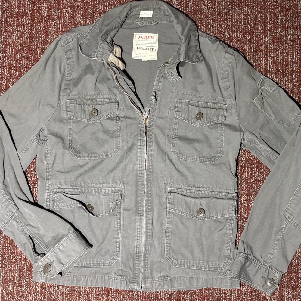 military jacket lightweight jacket relaxed fit olive green 100% cotton utility S